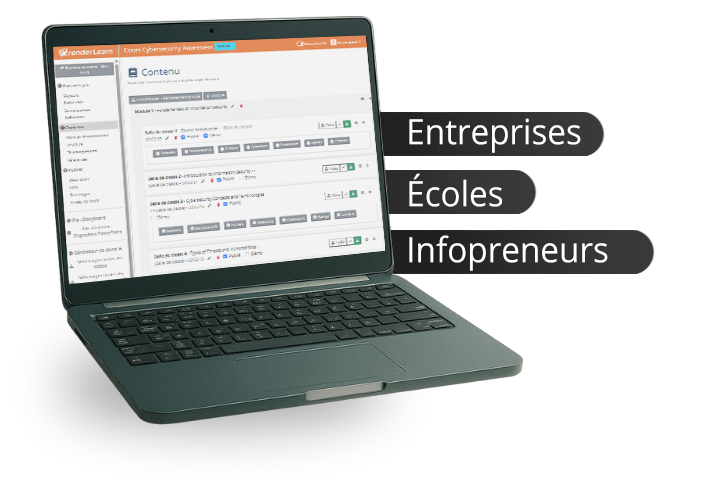 Plateforme RenderLearn - Pour entreprises, écoles et infopreneurs